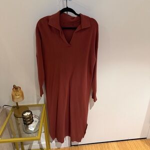 Pink Collared Sweater Midi Dress